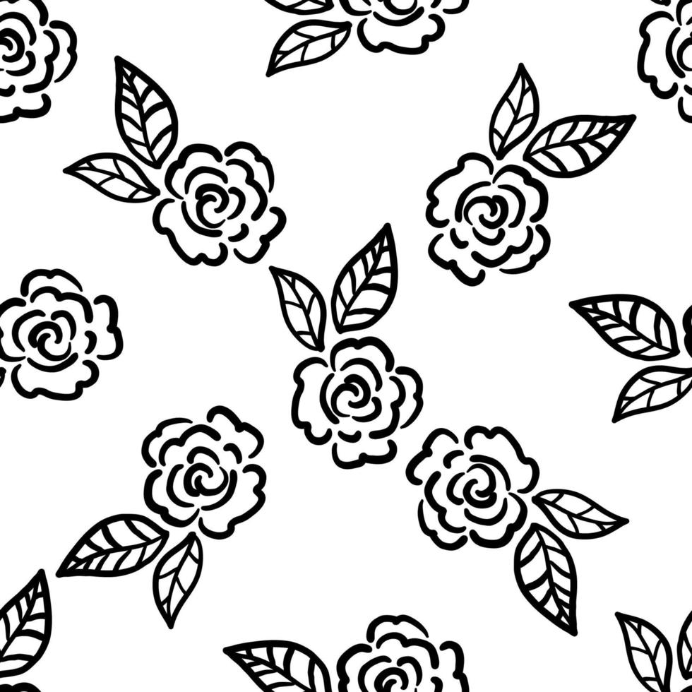 dessin animé mignon doodle rose modèle sans couture. fond d'élément floral. vecteur