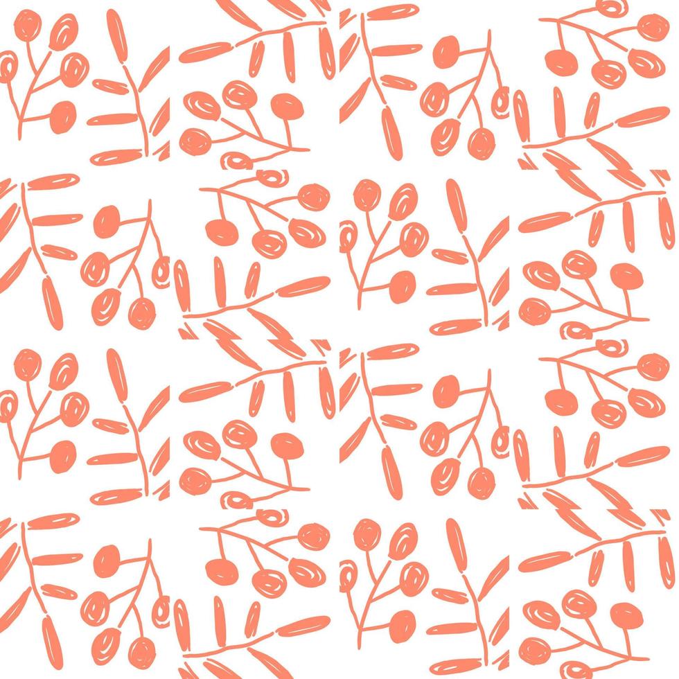 joli motif floral coloré sans couture avec des branches et des feuilles. fond de forêt de griffonnage. vecteur