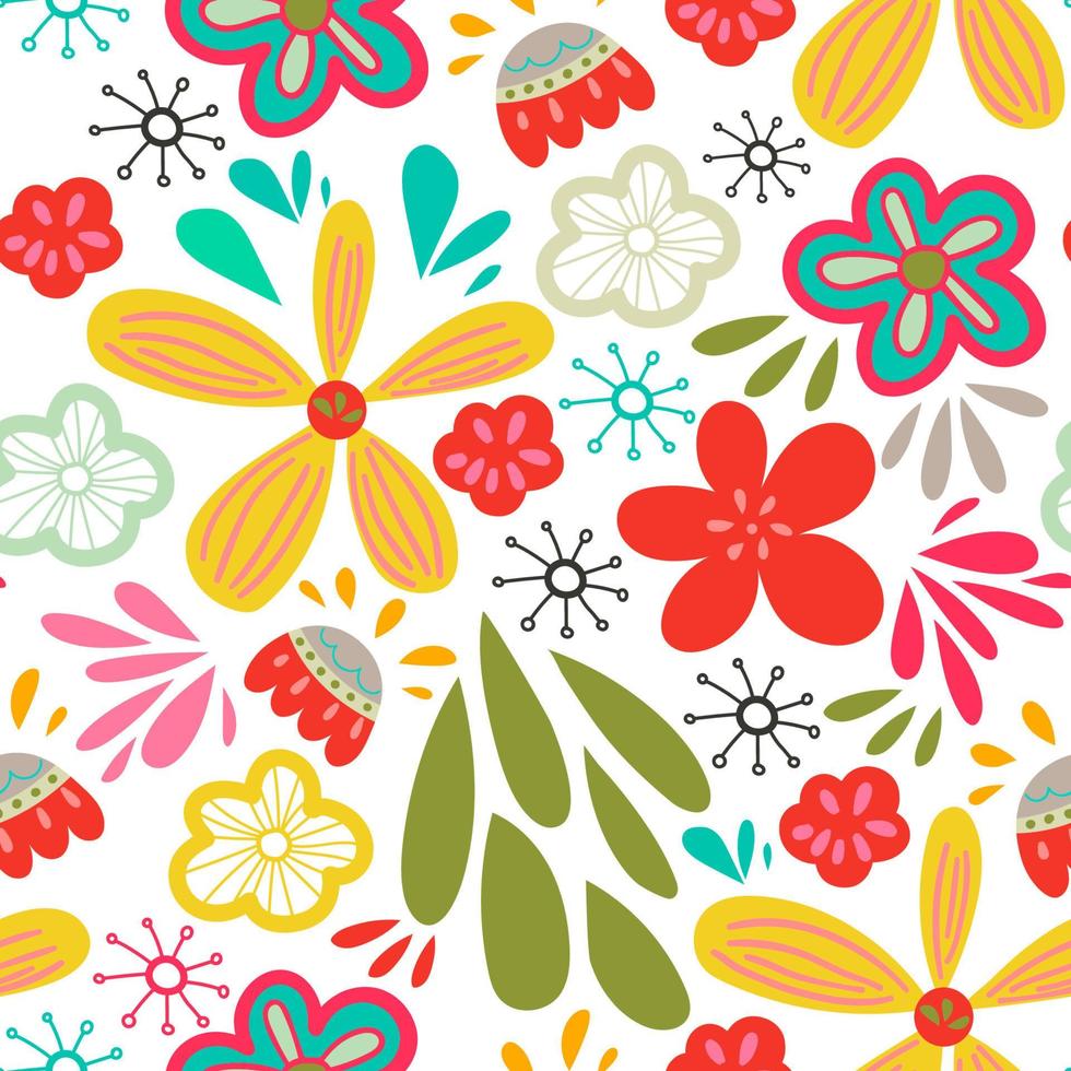 doodle abstrait motif floral coloré sans couture. fond de fleur abstraite. vecteur