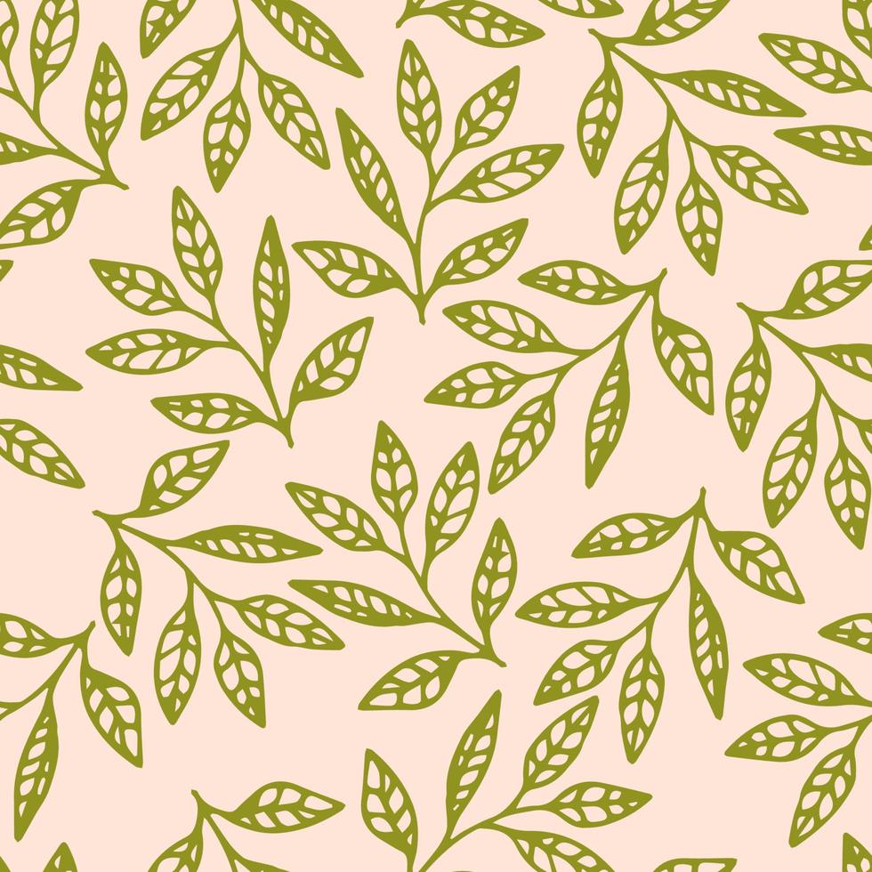 joli motif floral coloré sans couture avec des branches et des feuilles. fond de forêt de griffonnage. vecteur