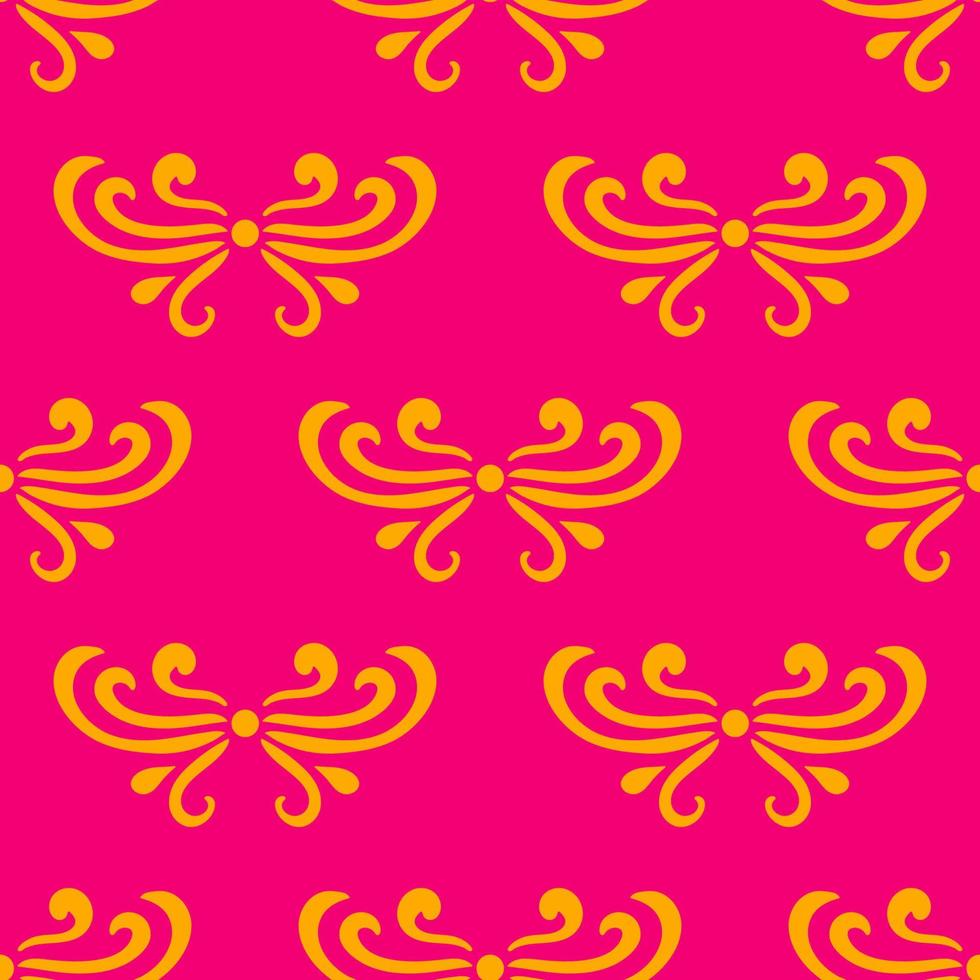 motif damassé abstrait coloré rose et jaune de boucles dans un style rétro. fond floral vintage. conception de style art nouveau. vecteur