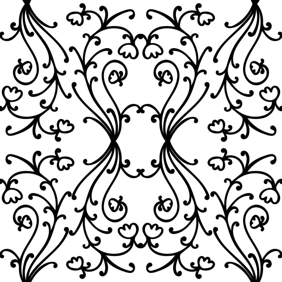 motif floral damassé harmonieux de branches et de fleurs. vecteur