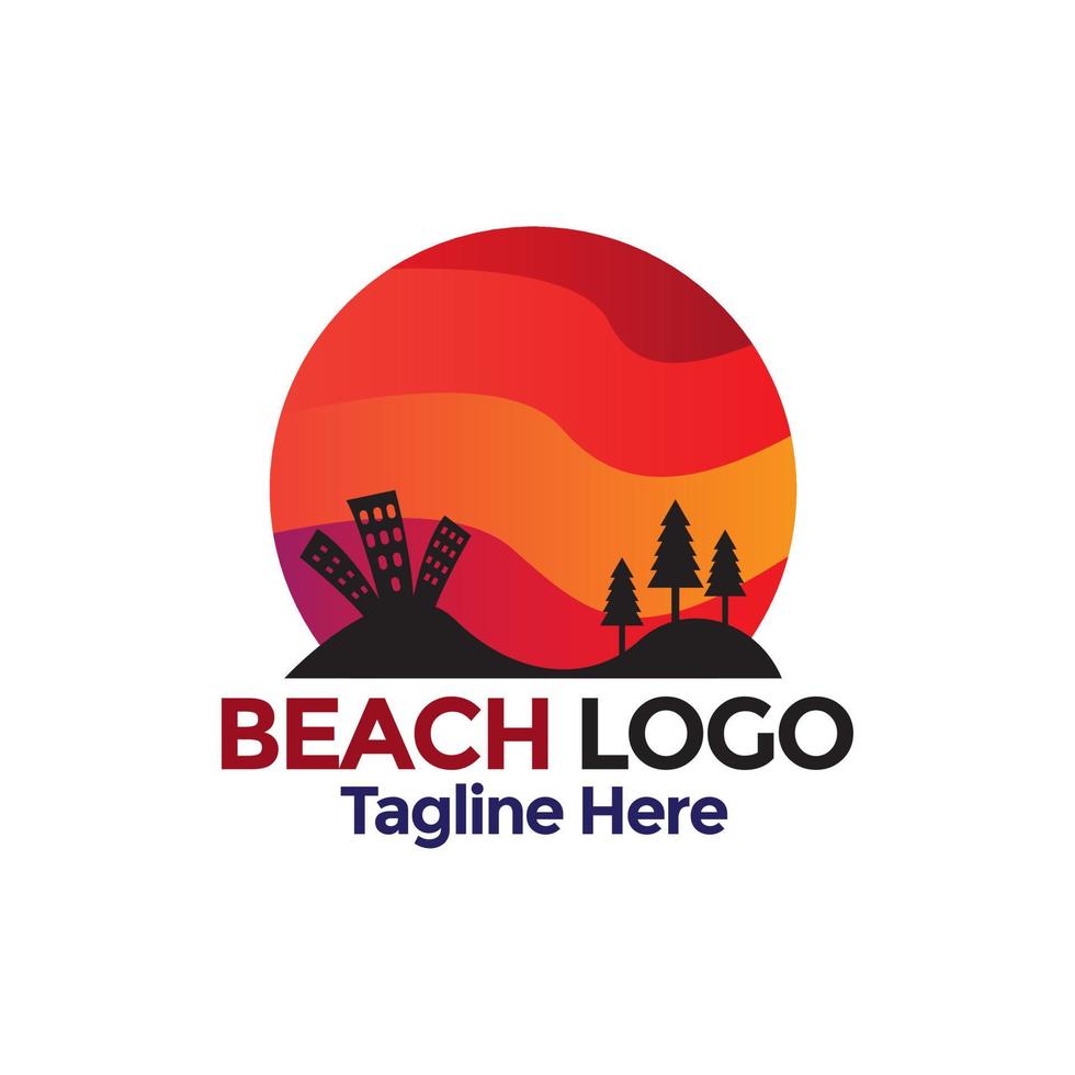 vecteur de conception de logo de plage. création de logo de station balnéaire et d'été