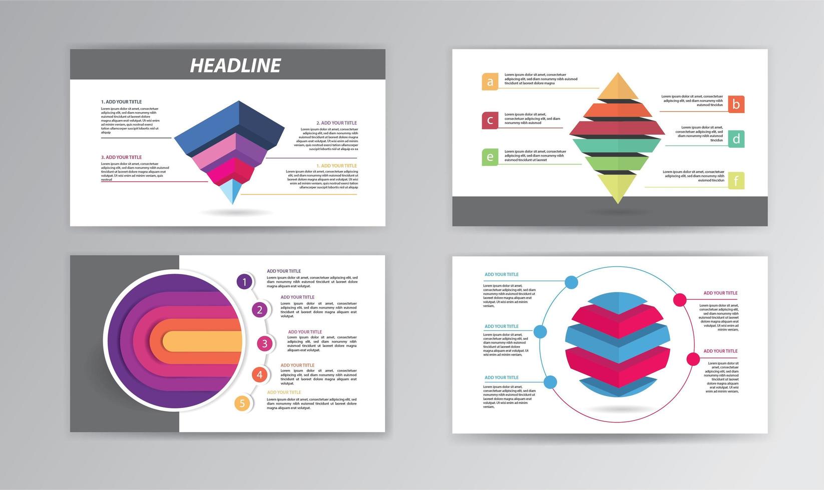 modèle de chronologie infographique avec des formes empilées colorées vecteur