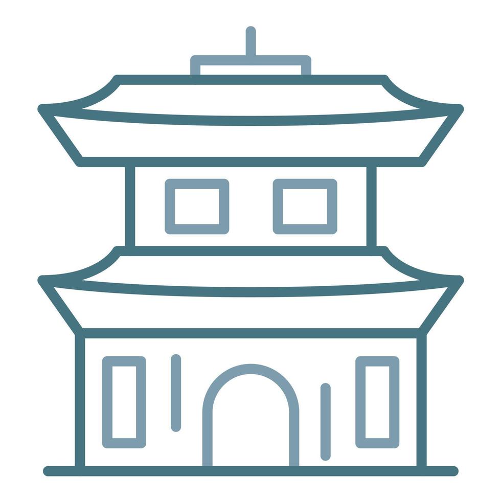 icône de deux couleurs de ligne de temple vecteur