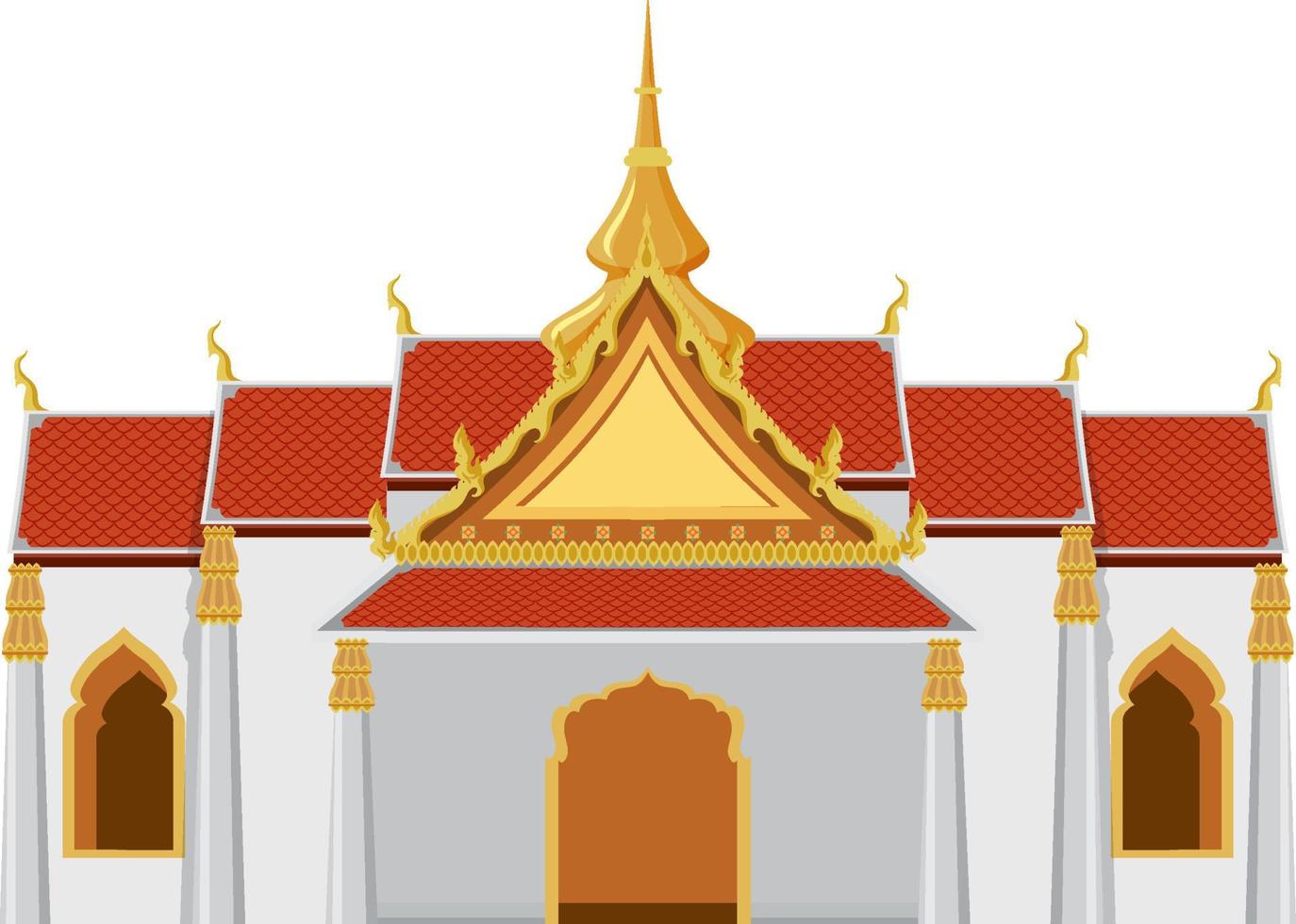 conception de temple thaïlandais avec toit rouge et doré vecteur