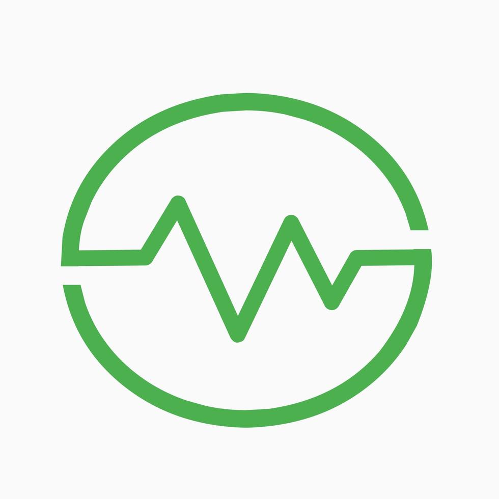 illustration du logo de l'icône de contour vert de la fréquence cardiaque du cercle. adapté à la santé et à l'article médical vecteur