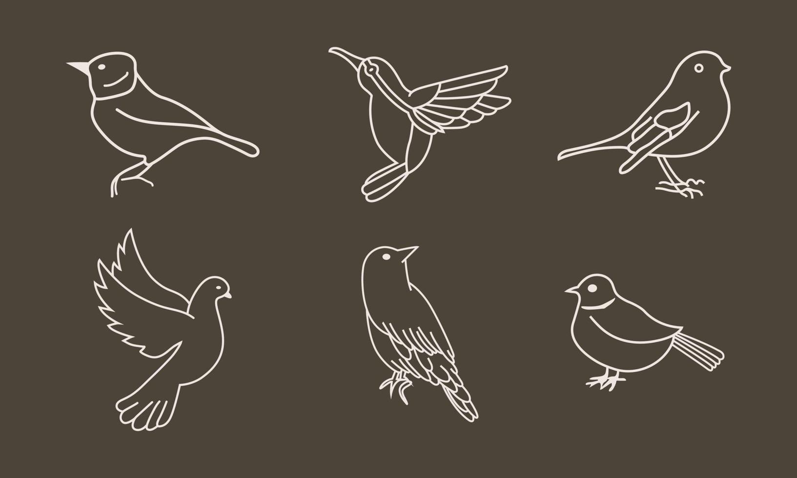 ensemble de logo d'oiseau dans un style linéaire minimal. collection créative de logos d'oiseaux abstraits vecteur