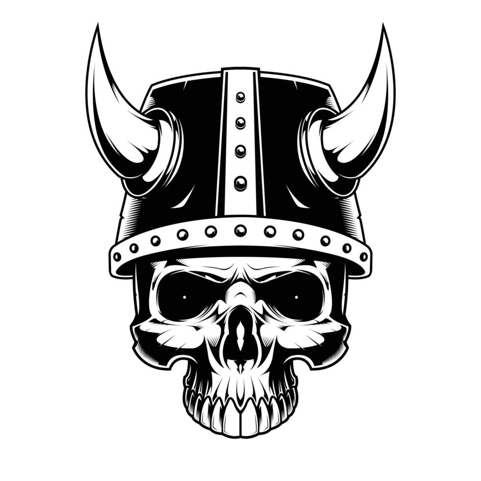 conception d'illustration vectorielle crâne viking vecteur
