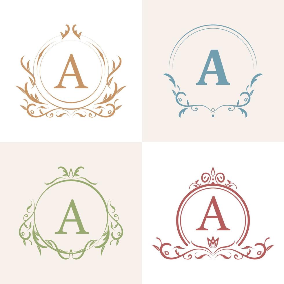 cadre d'ornement de luxe initial une collection de jeux de logos. conception de modèle de logo minimaliste, créatif, simple, élégant et moderne. vecteur