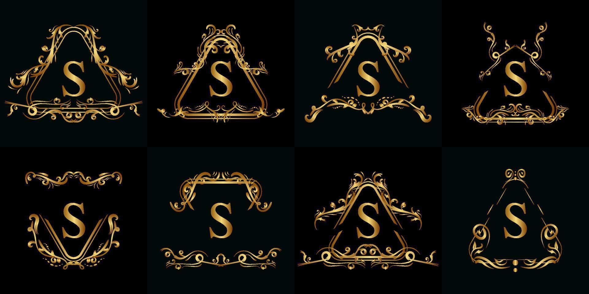 collection d'initiales logo s avec ornement de luxe ou cadre fleuri vecteur