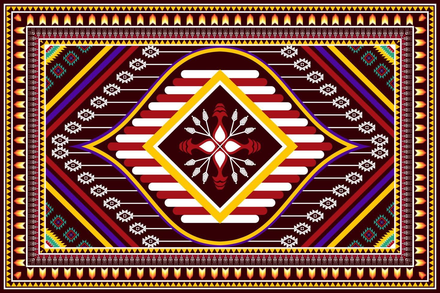 conception de motif ethnique abstrait géométrique. tapis en tissu aztèque ornement mandala ethnique chevron textile décoration papier peint. fond d'illustrations vectorielles de broderie traditionnelle indigène boho tribal vecteur