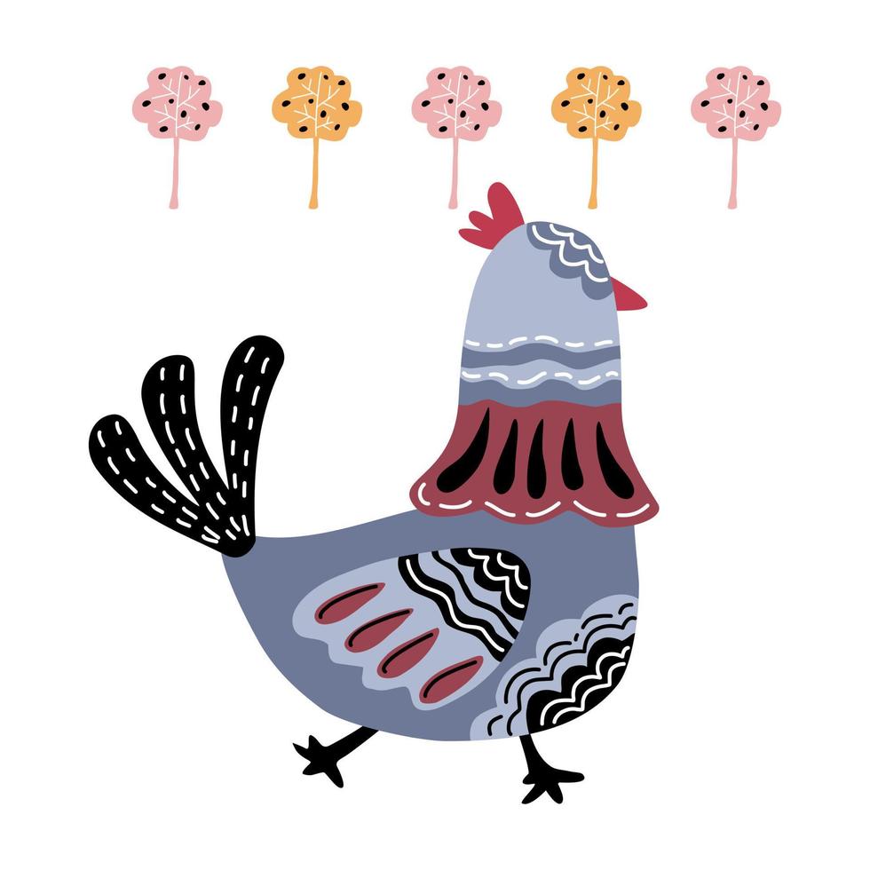 collection de motifs de poulet dans un style doodle vecteur
