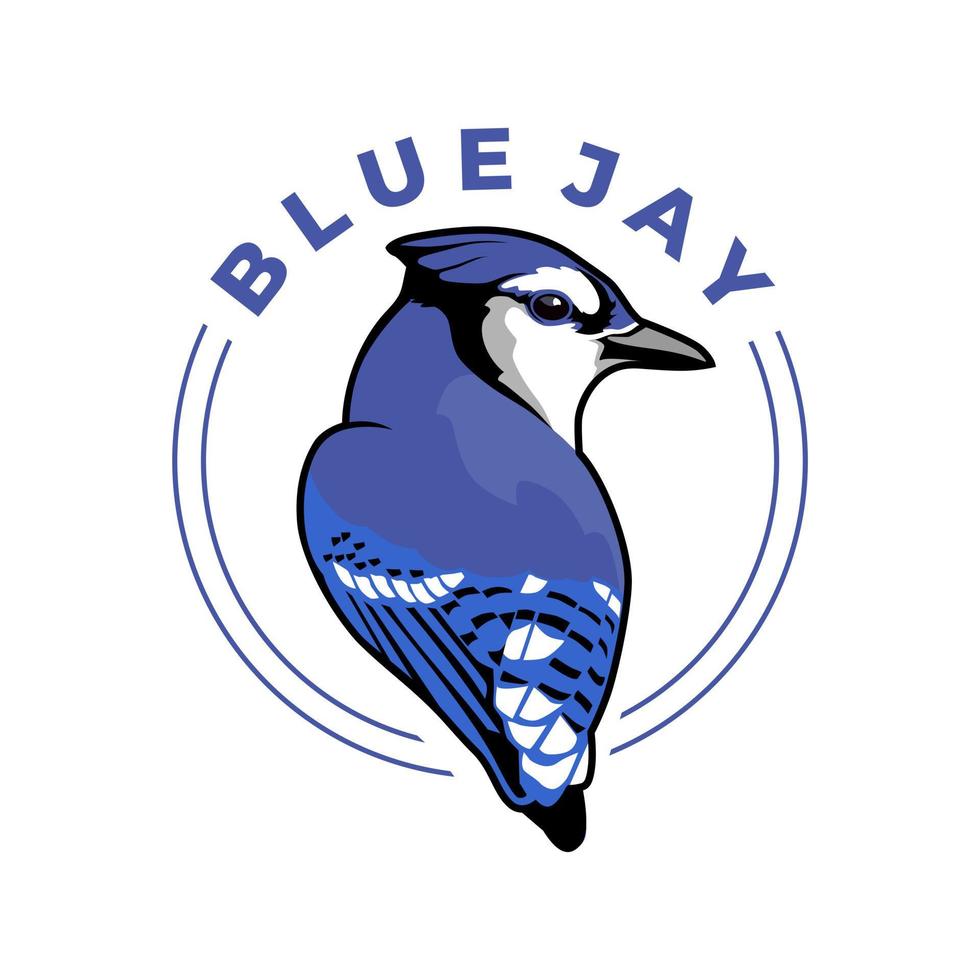 vecteur de conception de logo oiseau geai bleu