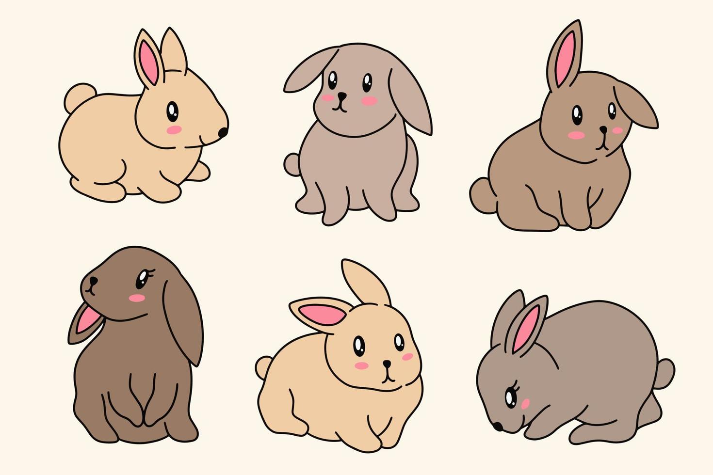 collection mignon lapin petits enfants bébé animal dessin animé clipart griffonnage vecteur