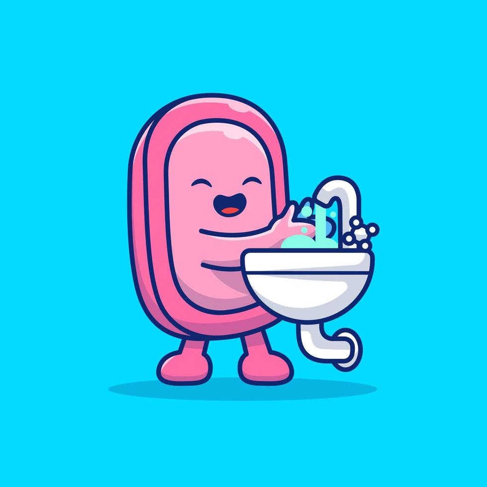 illustration d'icône de vecteur de dessin animé de main de lavage de savon mignon. concept d'icône médicale de personnes isolé vecteur premium. style de dessin animé plat