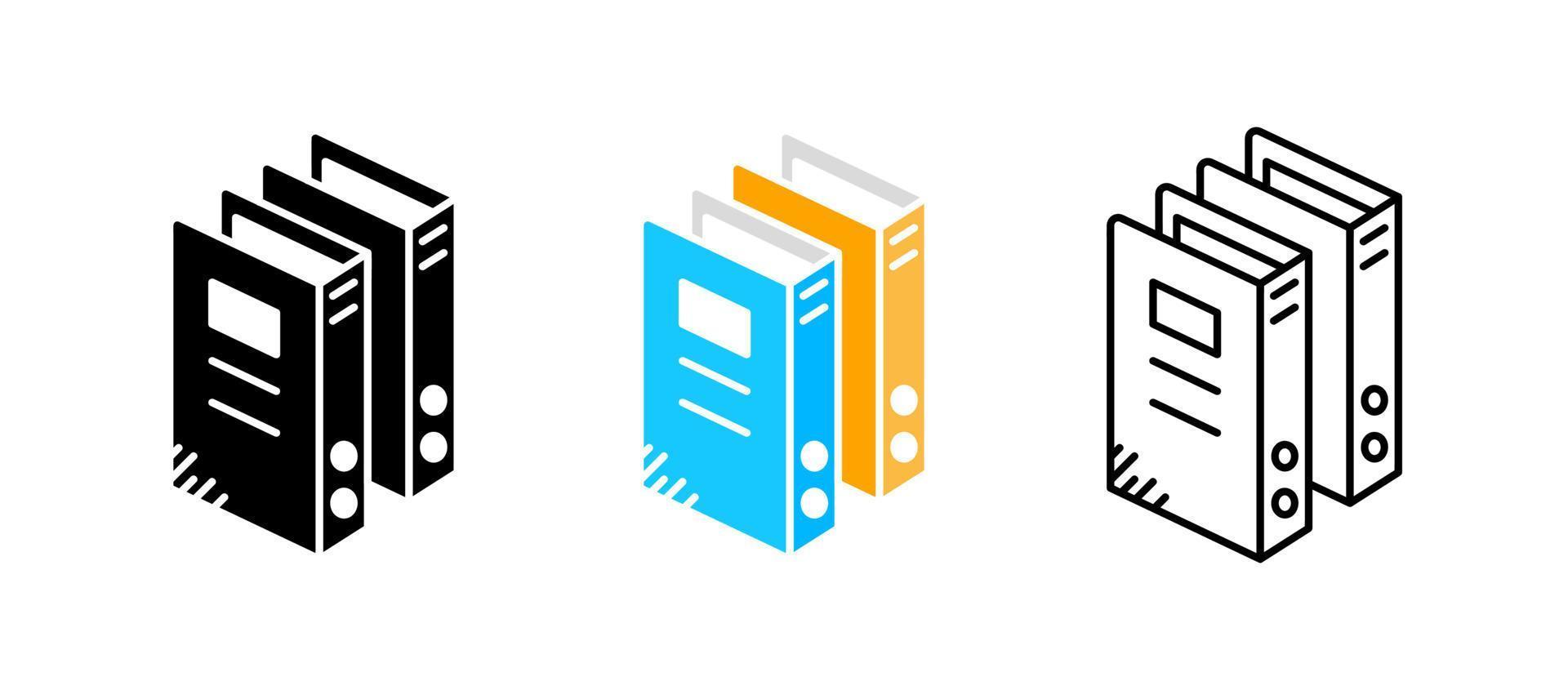 ensemble de classement. ensemble d'icônes vectorielles de dépôt de documents. ensemble de lignes modifiable. silhouette, jeu d'icônes colorées et linéaires. logo-web, élément de conception d'icône. vecteur