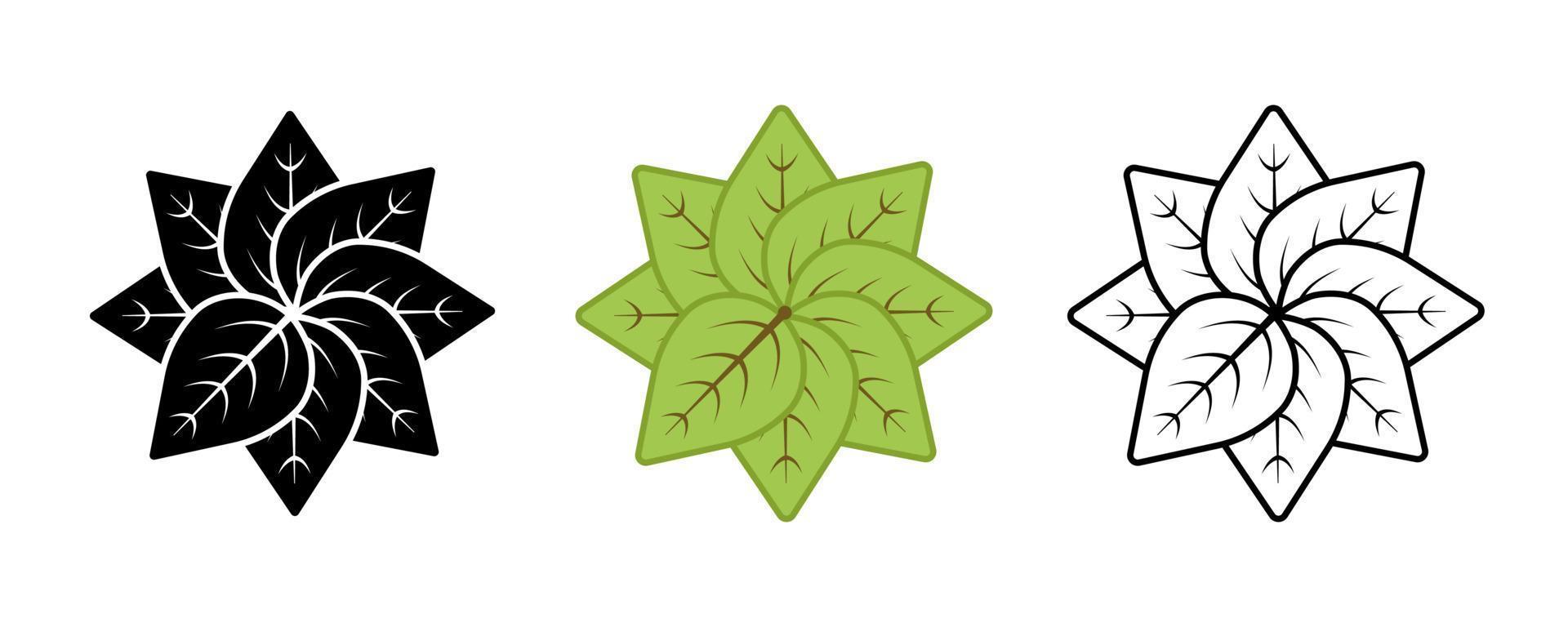 herbes de forme géométrique et ensemble d'icônes vectorielles de branches simples. contient des symboles tels que plante, feuille. trait modifiable. jeu d'icônes linéaires colorées et silhouette. vecteur