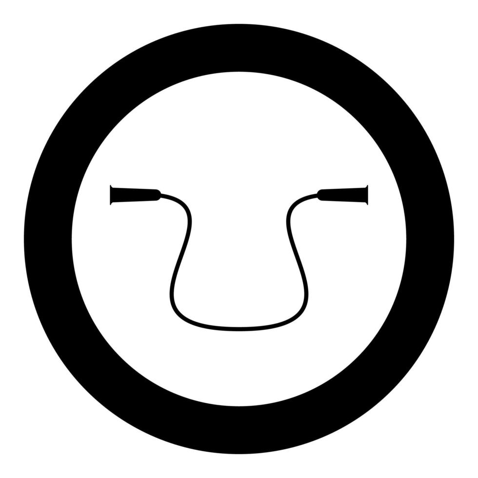 corde à sauter pour l'entraînement corde à sauter pour l'icône de remise en forme sportive illustration de couleur noire en cercle rond vecteur