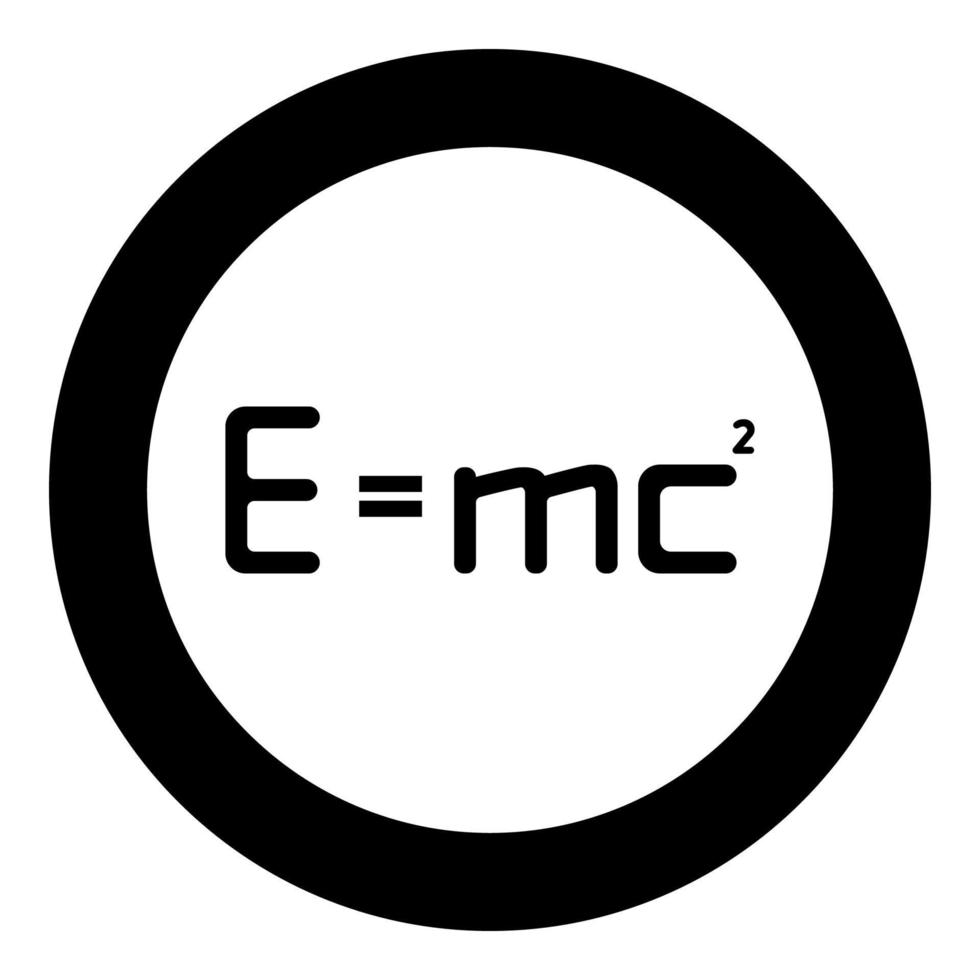 e mc au carré formule énergétique signe de loi physique e égal mc 2 concept d'éducation théorie de la relativité icône en cercle rond illustration vectorielle de couleur noire image de style plat vecteur