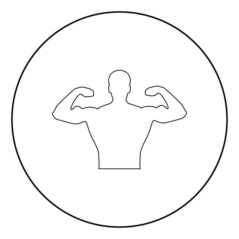 bodybuildericon couleur noire en cercle ou rond vecteur