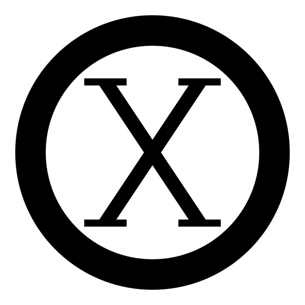 chi symbole grec lettre majuscule icône de police majuscule en cercle rond illustration vectorielle de couleur noire image de style plat vecteur