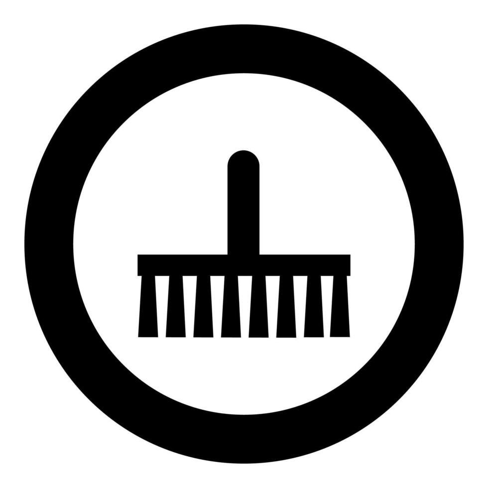 icône de symbole de brosse à balai en cercle autour de l'image de style plat d'illustration vectorielle de couleur noire vecteur