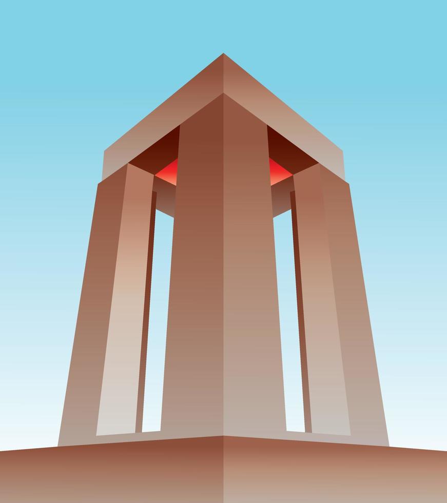 icône du monument des martyrs de canakkale sertie de lignes modernes. définir le jour du 18 mars. modèle prêt à l'emploi linéaire et coloré. fond blanc simple vecteur linéaire.