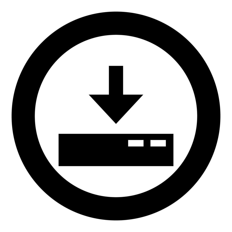 télécharger sur l'icône du serveur de couleur noire en cercle rond vecteur