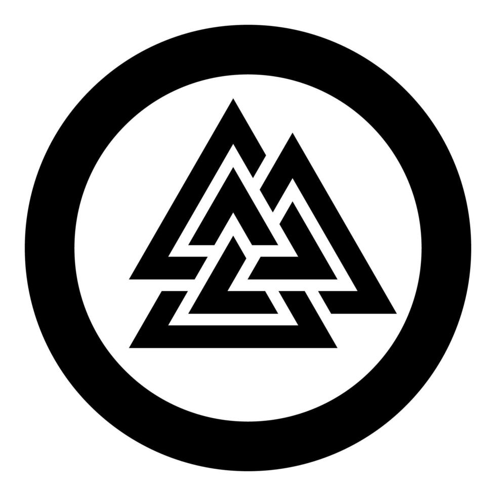 icône de symbole valknut en cercle autour de l'image de style plat d'illustration vectorielle de couleur noire vecteur