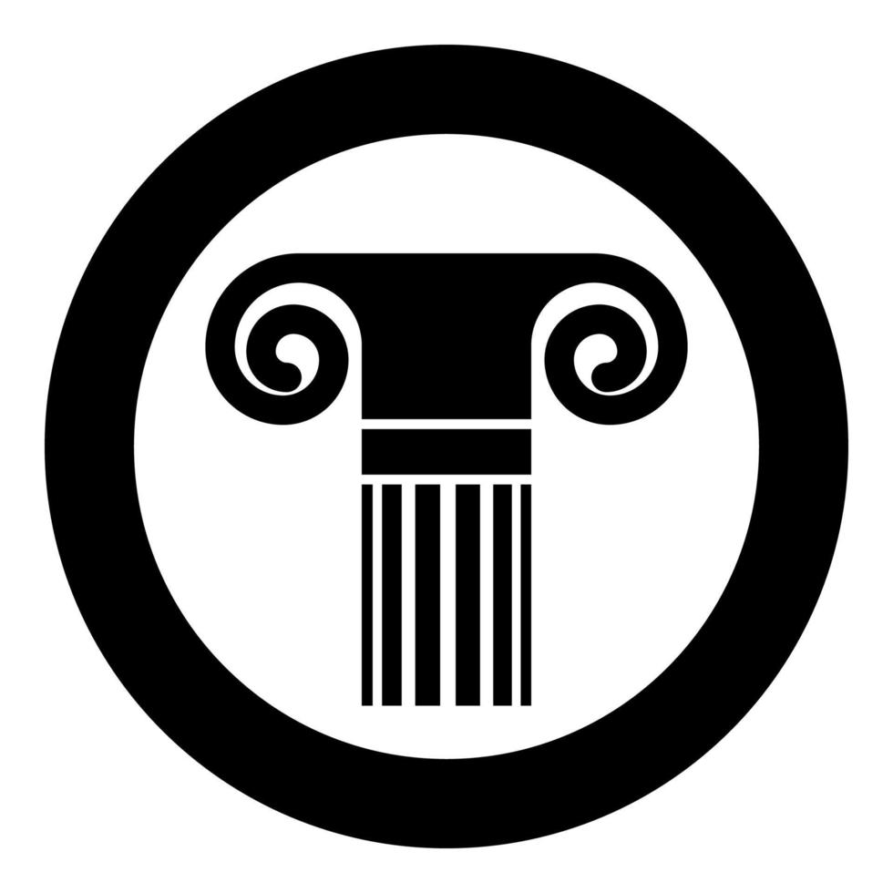 colonne style ancien antique colonne classique architecture élément pilier grec colonne romaine icône en cercle rond illustration vectorielle de couleur noire image de style plat vecteur