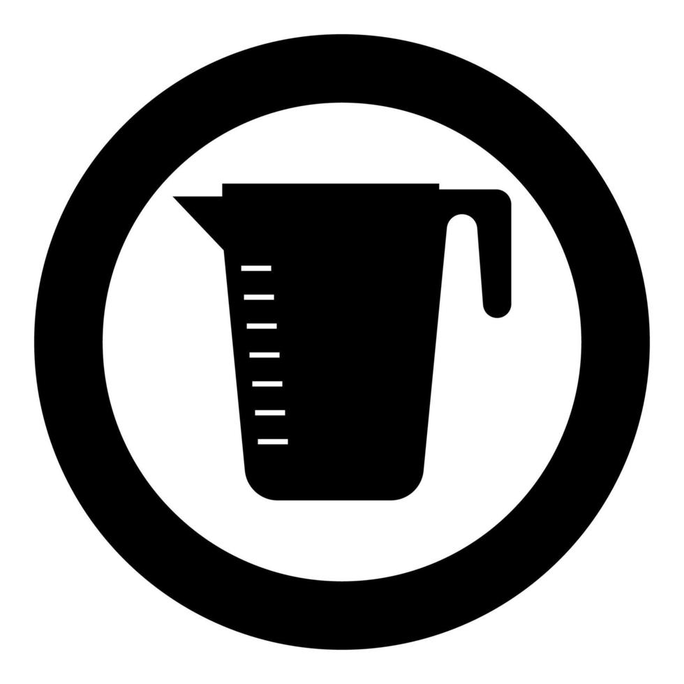 L'icône de tasse de capacité de mesure de couleur noire en cercle rond vecteur