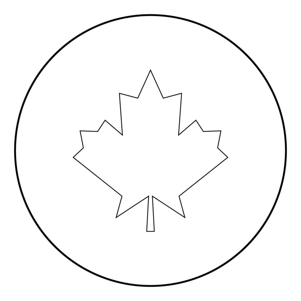 feuille d'érable l'icône de couleur noire en cercle ou en rond vecteur
