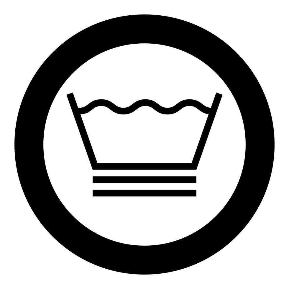lavage très délicat symboles d'entretien des vêtements concept de lavage icône de signe de blanchisserie en cercle rond illustration vectorielle de couleur noire image de style plat vecteur