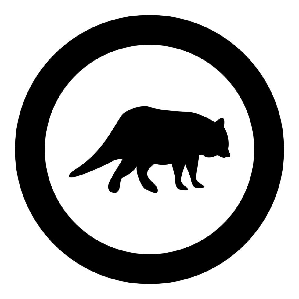 silhouette de raton laveur coon en cercle autour de l'image de style de contour solide d'illustration vectorielle de couleur noire vecteur