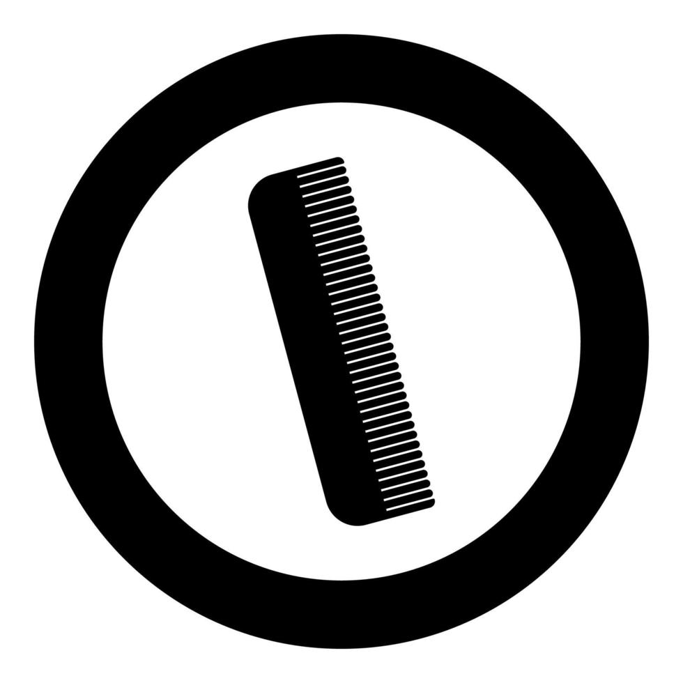 icône de peigne en cercle autour de l'image d'illustration vectorielle de couleur noire style de contour solide vecteur