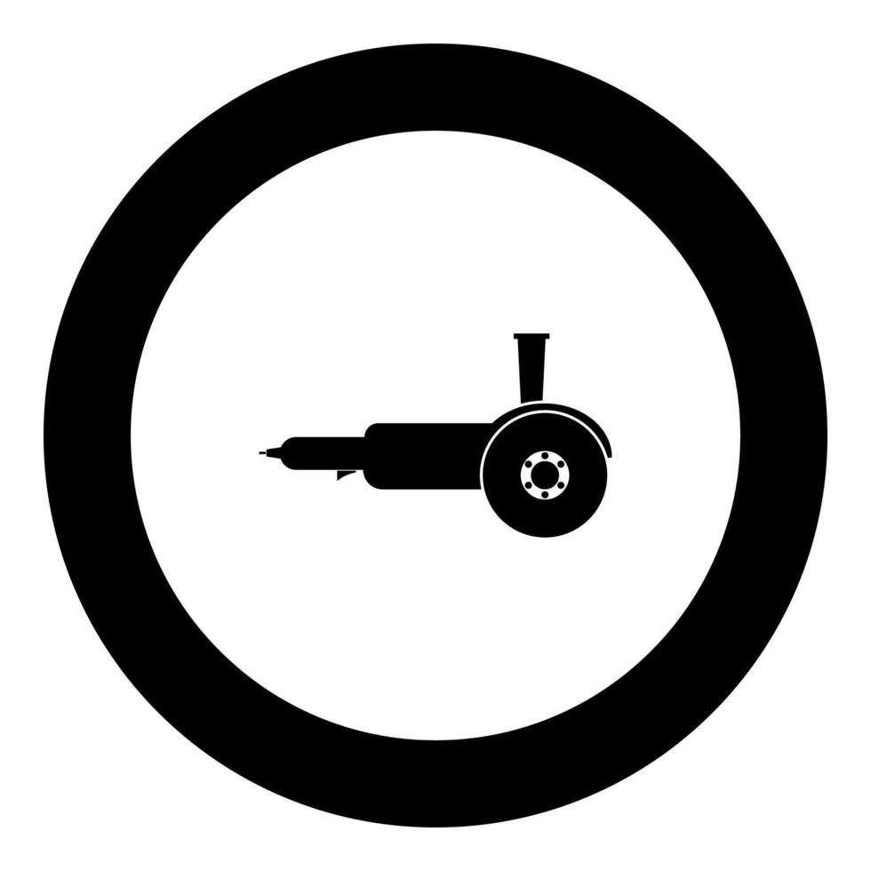 Meuleuse d'angle de scie circulaire électrique bulgare avec disques icône à main couleur noire en cercle rond vecteur
