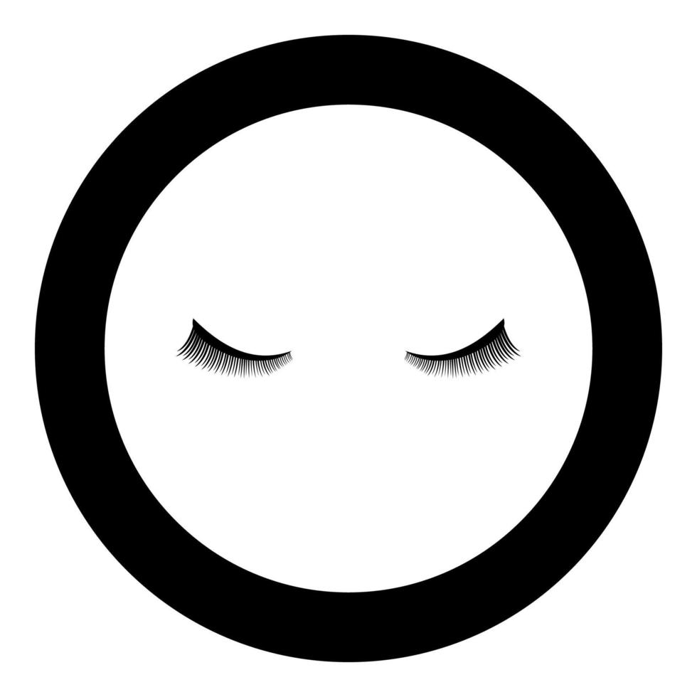 icône de cils couleur noire en cercle rond vecteur