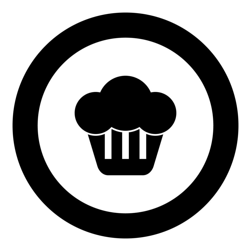 L'icône cupcake couleur noire en cercle rond vecteur