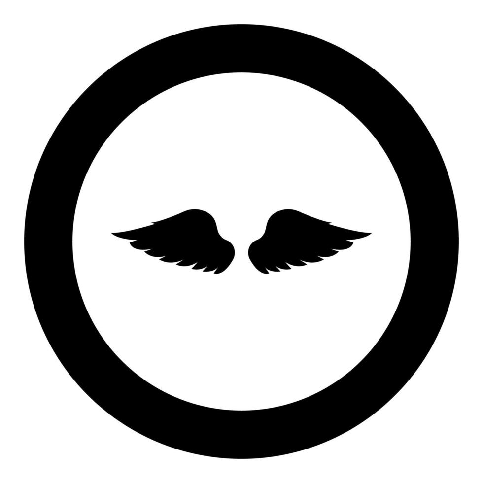 ailes d'oiseau diable ange paire de partie animale étalée voler concept liberté idée icône en cercle rond noir couleur illustration vectorielle image de style plat vecteur