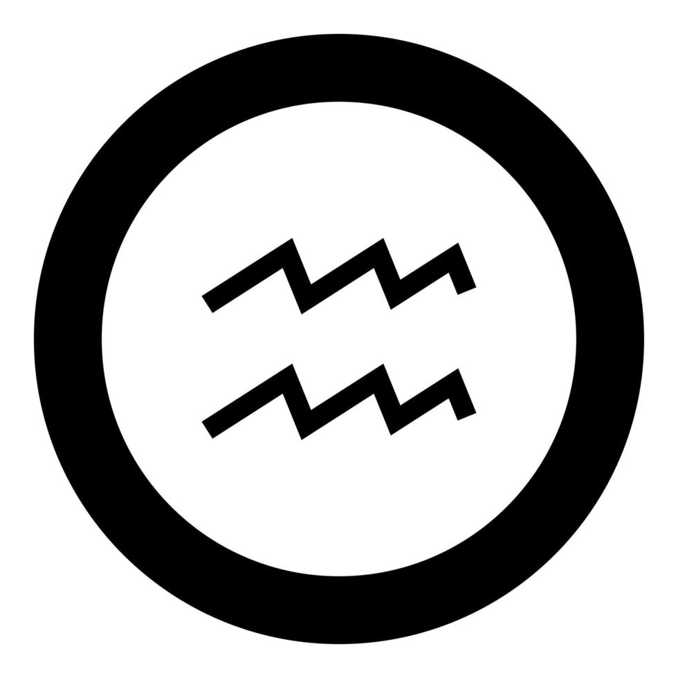 L'icône du zodiaque symbole Verseau couleur noire en cercle rond vecteur