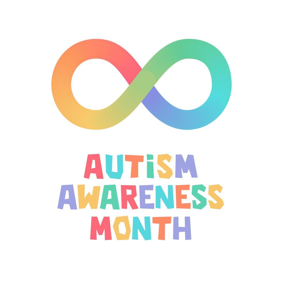 carte du mois de sensibilisation à l'autisme. symbole de l'infini de l'autisme. accepter les personnes autistes. vecteur