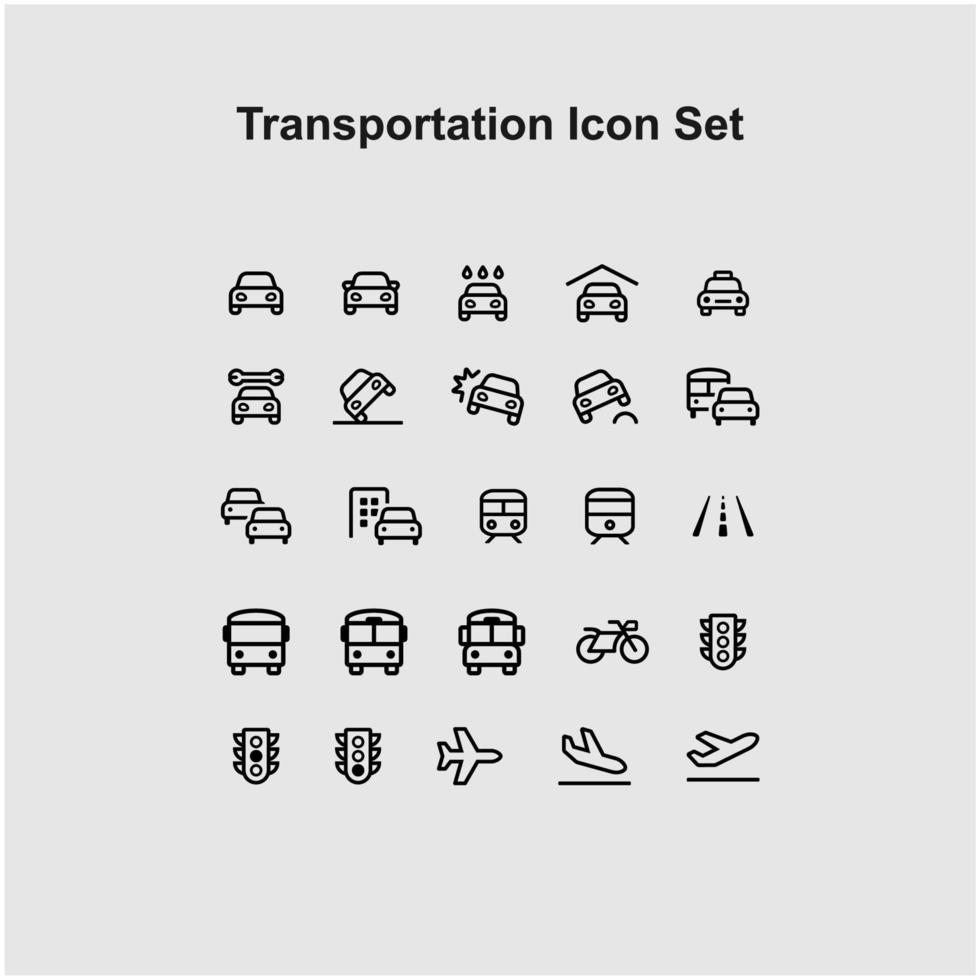 ensemble d'icônes minces sur le transport vecteur