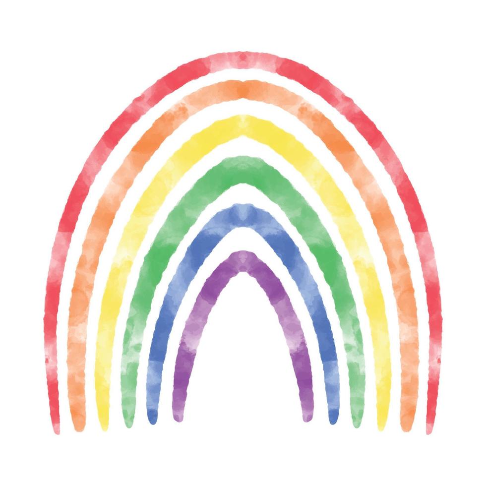 arc-en-ciel texturé aquarelle mignon. symbole lgbt. six couleurs aquarelle arc-en-ciel symbole des couleurs du drapeau lgbt. arc de lignes de couleur aquarelle artistique dessinés à la main vecteur