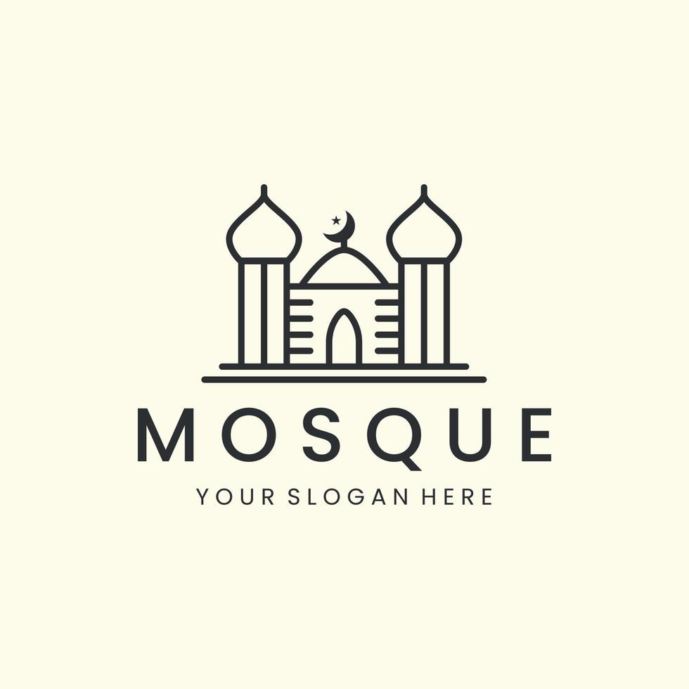 conception de modèle d'icône de logo de style linéaire de mosquée. musulman, islam, illustration vectorielle vecteur