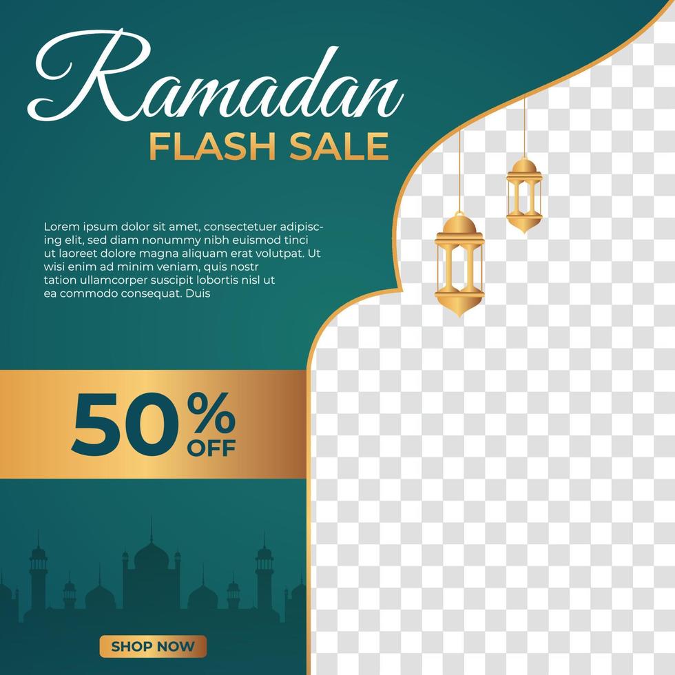 modèle de bannière de vente ramadan. bannière carrée de publicité sur les réseaux sociaux modernes. adapté aux publications sur les réseaux sociaux, à Instagram et aux publicités sur Internet. illustration vectorielle vecteur