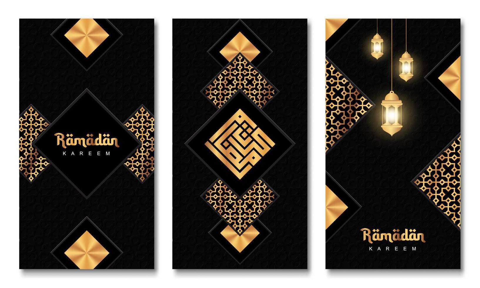 ensemble de fond de carte de voeux islamique ramadan kareem. carte de voeux de ramadan. illustration vectorielle vecteur