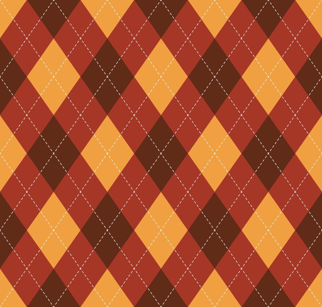 plaid argyle motif sans couture automne moderne brun rouge sur fond de couleur jaune. utilisation pour le tissu, le textile, les éléments de décoration intérieure, le rembourrage, l'emballage. vecteur