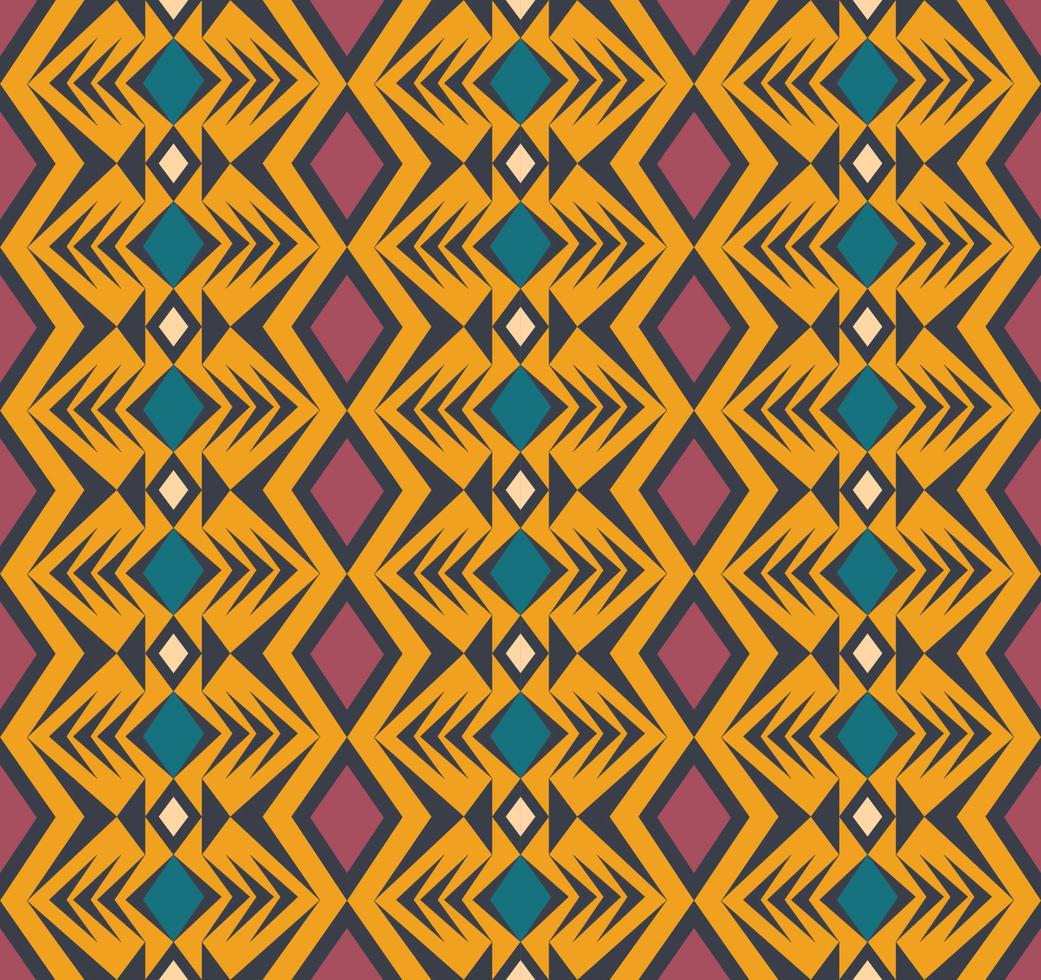 carré de losange tribal ethnique géométrique de couleur rétro, triangle, fond de motif sans couture en forme de chevron. utilisation pour le tissu, le textile, les éléments de décoration intérieure, le rembourrage, l'emballage. vecteur