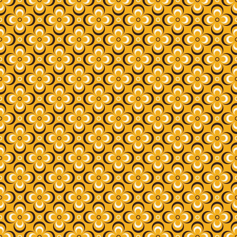 modèle sans couture de grille de forme de fleur géométrique sur fond de couleur marron jaune. motif batik ou sarong. utilisation pour le tissu, le textile, les éléments de décoration intérieure, le rembourrage, l'emballage, l'emballage. vecteur